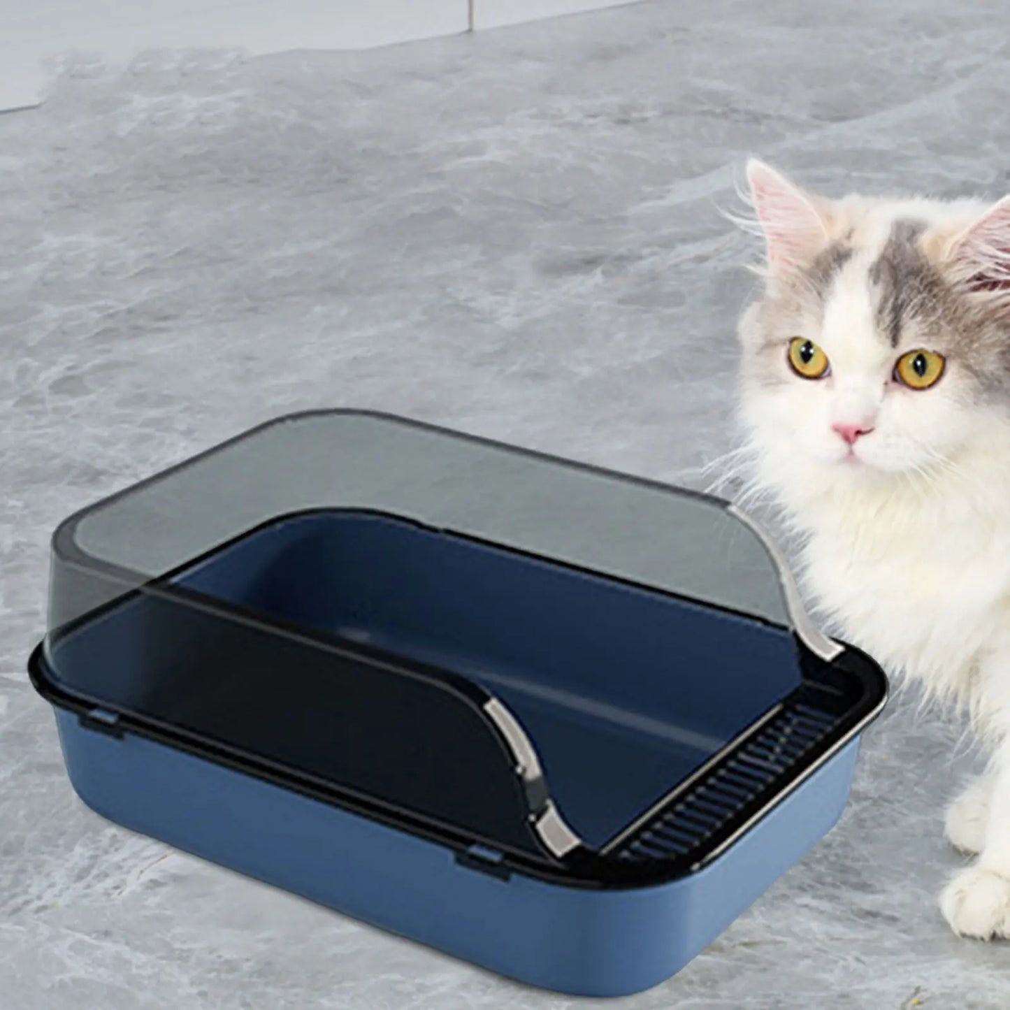 Cat Litter Box Kitten Potty Toilet Cat Sandbox Large Raised Cat Litter with Added Frame  for Small Animal Semi Enclosed Sand Box