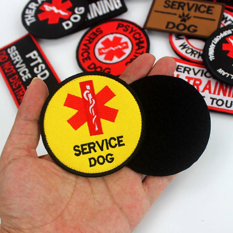 Therapy Service Dog Badges Hook Loop Patches for DOG PET Do Not Touch In Training Security Vests Harnesses Emblem Stickers