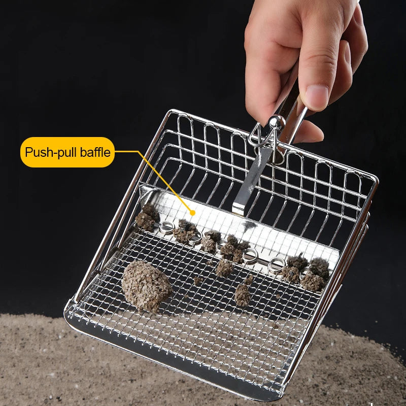Cat Litter Shovel Stainless Steel Wooden Handle Easy To Rust Washable Kitten Litter Scoop Cats Toilet Cleaning Shovel Tool