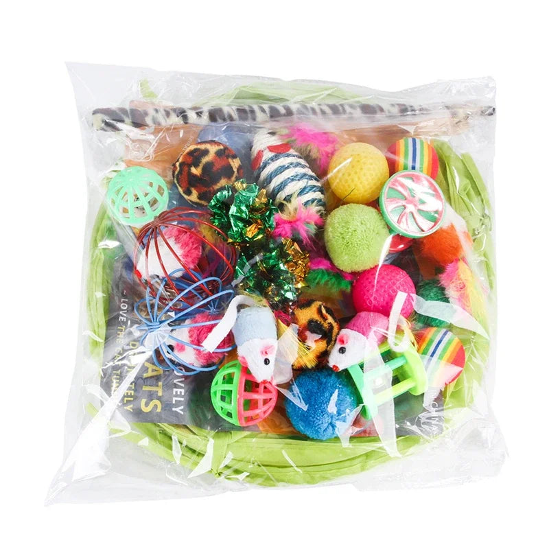 Kitten Toys Variety Pack-Pet Cat Toys Combination Set, Funny Cat Stick, Sisal Mouse, Bell Ball, Cat Supplies