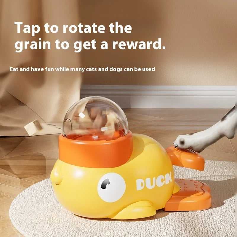 Automatic Dog Puzzle Feeder Interactive Toys Pet Food Treat Dispenser Cartoon Duck Design Anti-slip Pet Feeder for Dog Training