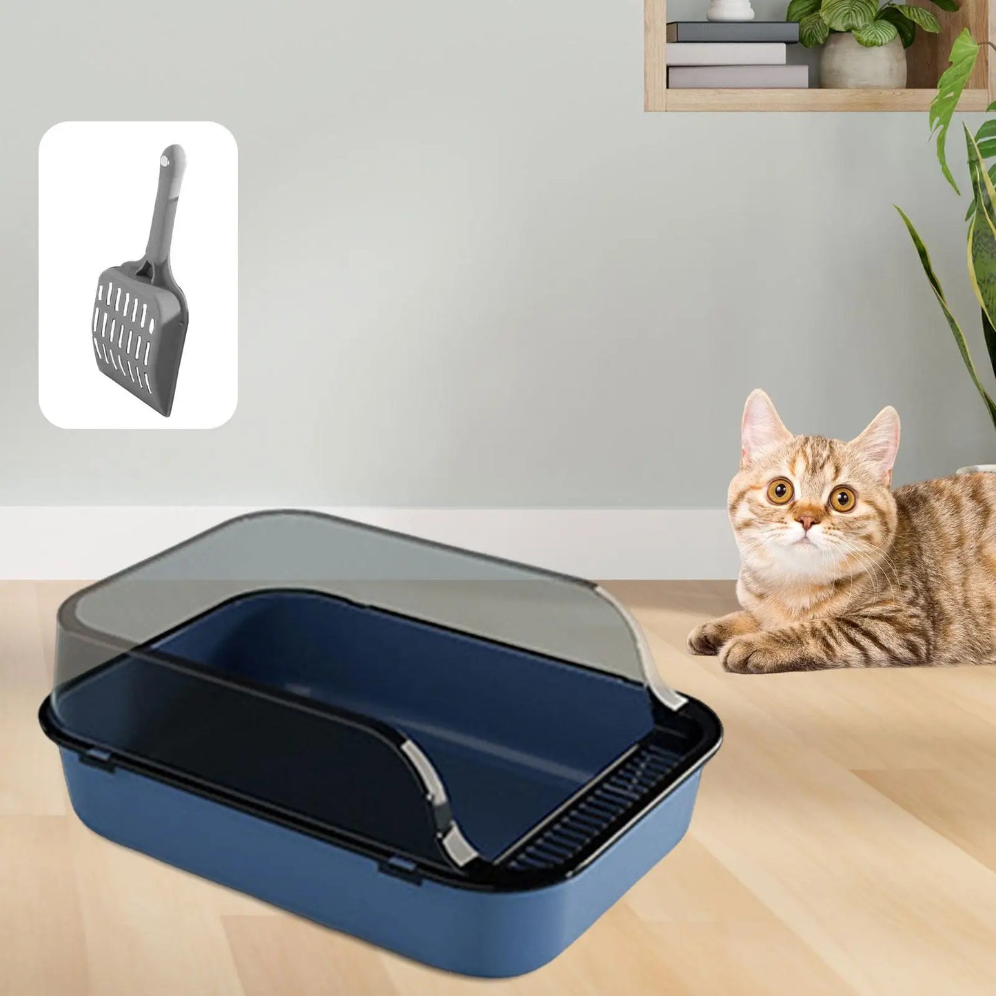 Cat Litter Box Kitten Potty Toilet Cat Sandbox Large Raised Cat Litter with Added Frame  for Small Animal Semi Enclosed Sand Box