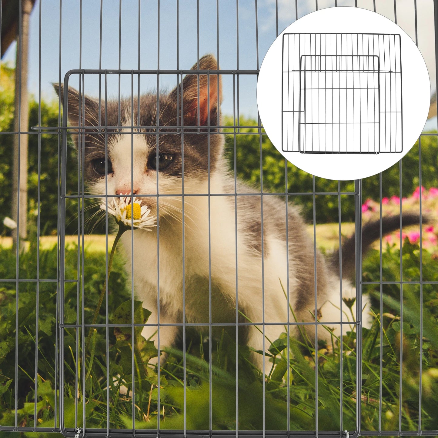 Cat Cage Net Pet Screen Gate for Cats Dog Crate Metal Wire Fence Small Playpen Install Cat Fence Door Pet Villa