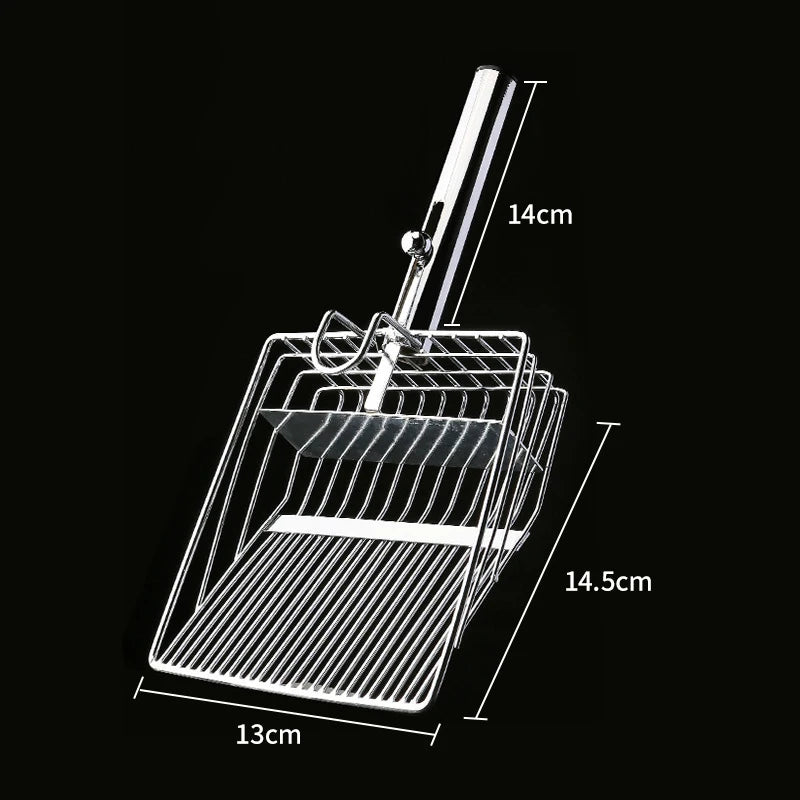 Cat Litter Shovel Stainless Steel Wooden Handle Easy To Rust Washable Kitten Litter Scoop Cats Toilet Cleaning Shovel Tool