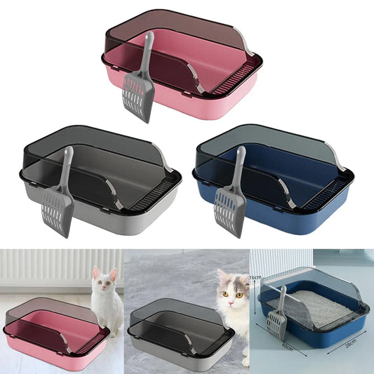 Cat Litter Box Kitten Potty Toilet Cat Sandbox Large Raised Cat Litter with Added Frame  for Small Animal Semi Enclosed Sand Box