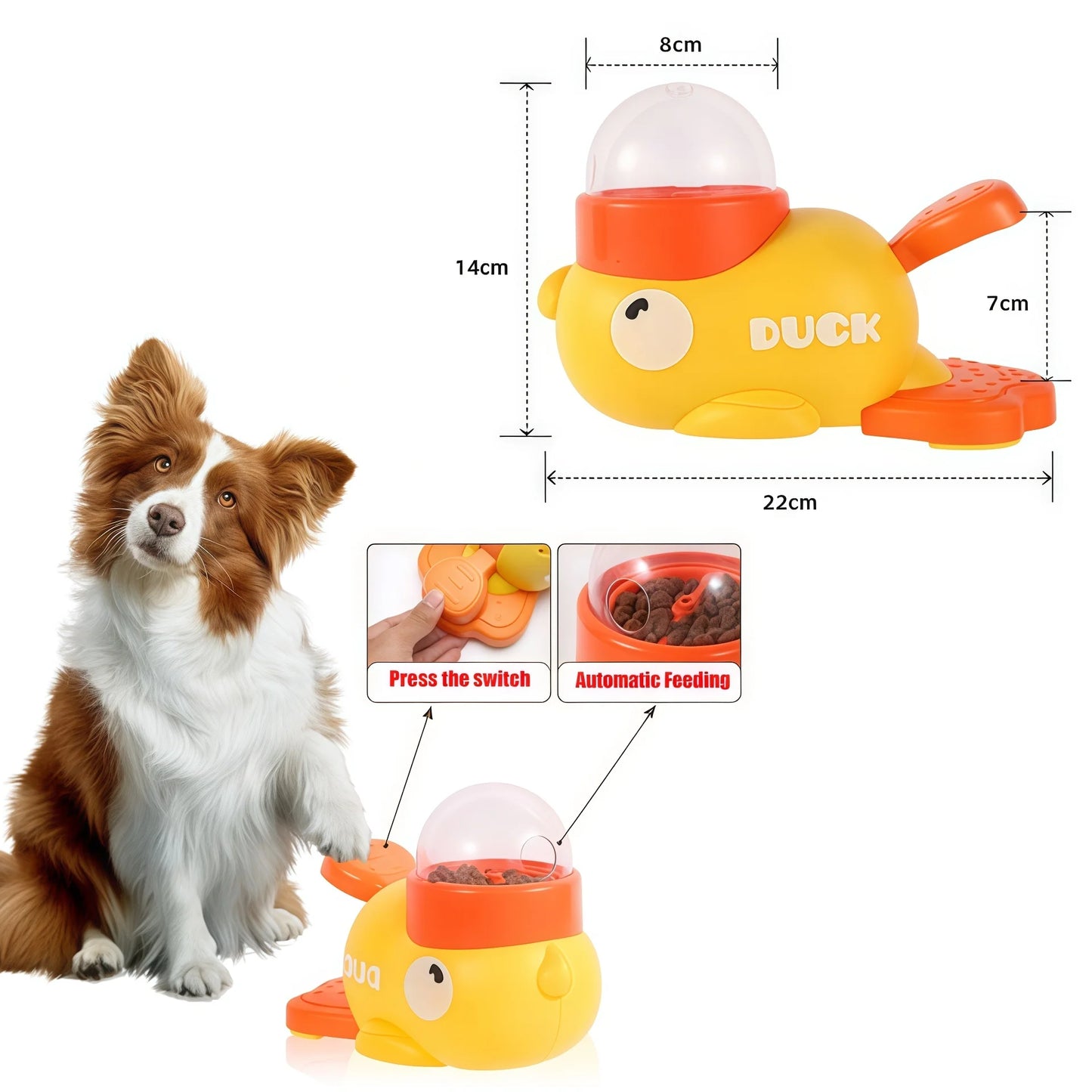 Automatic Dog Puzzle Feeder Interactive Toys Pet Food Treat Dispenser Cartoon Duck Design Anti-slip Pet Feeder for Dog Training