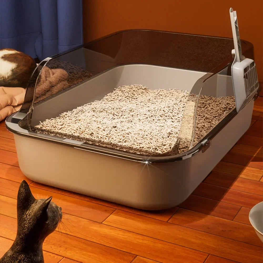 Kitty Sandbox Cat Litter Box Semi-enclosed Splashproof Cat Tray Cat Toilet Cleaning Basin Supplies Pet Toilet Kitten Tray Bedpan