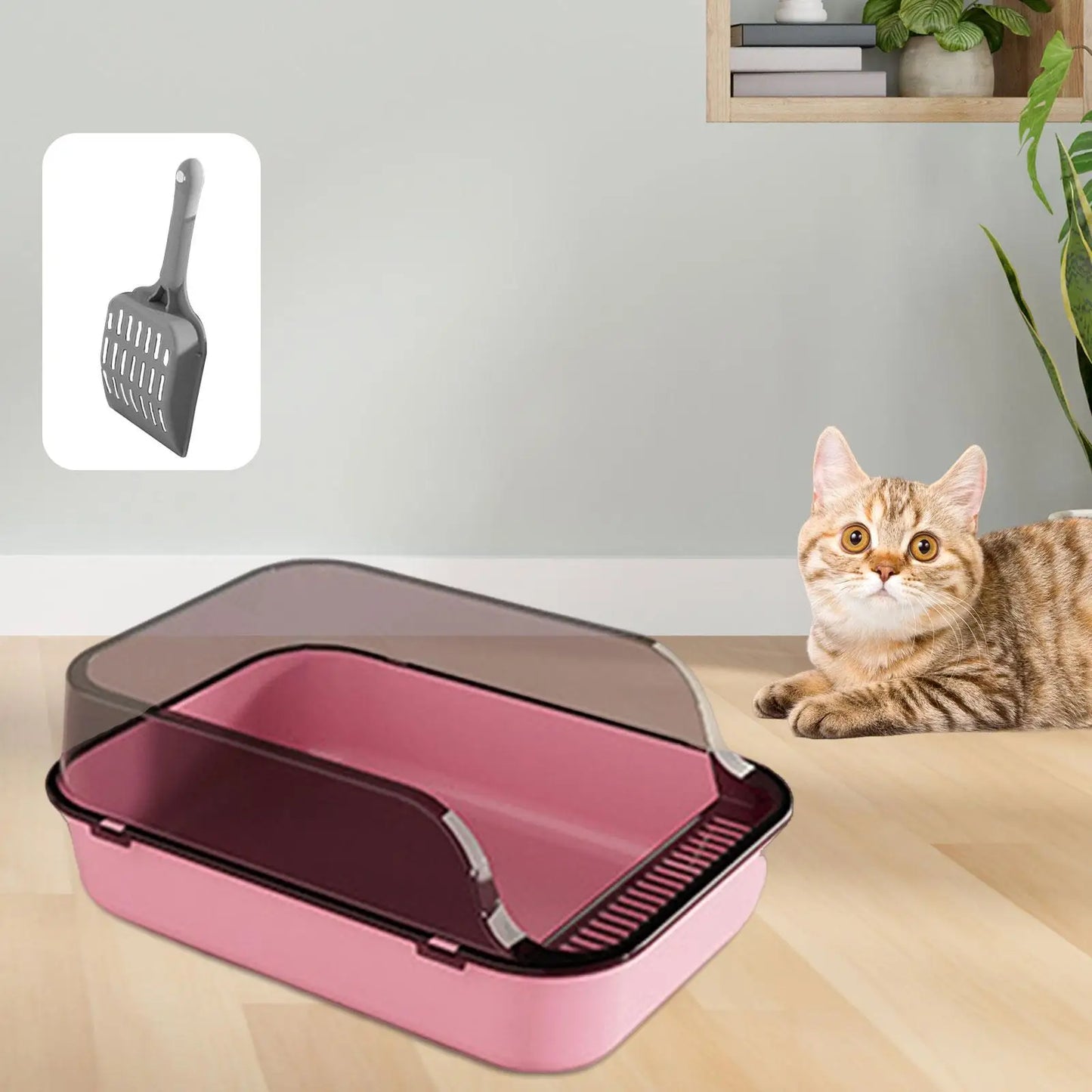 Cat Litter Box Kitten Potty Toilet Cat Sandbox Large Raised Cat Litter with Added Frame  for Small Animal Semi Enclosed Sand Box