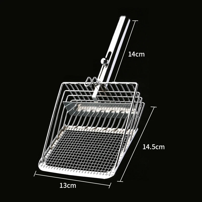 Cat Litter Shovel Stainless Steel Wooden Handle Easy To Rust Washable Kitten Litter Scoop Cats Toilet Cleaning Shovel Tool