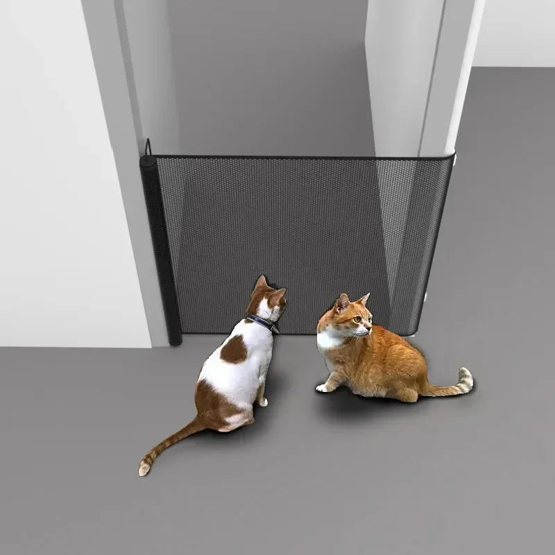 Automatic Retractable Pet Gate Fence Dog Cats Containment Indoor Stairway Aisle Isolation Mesh No Punch Safety Net Fence
