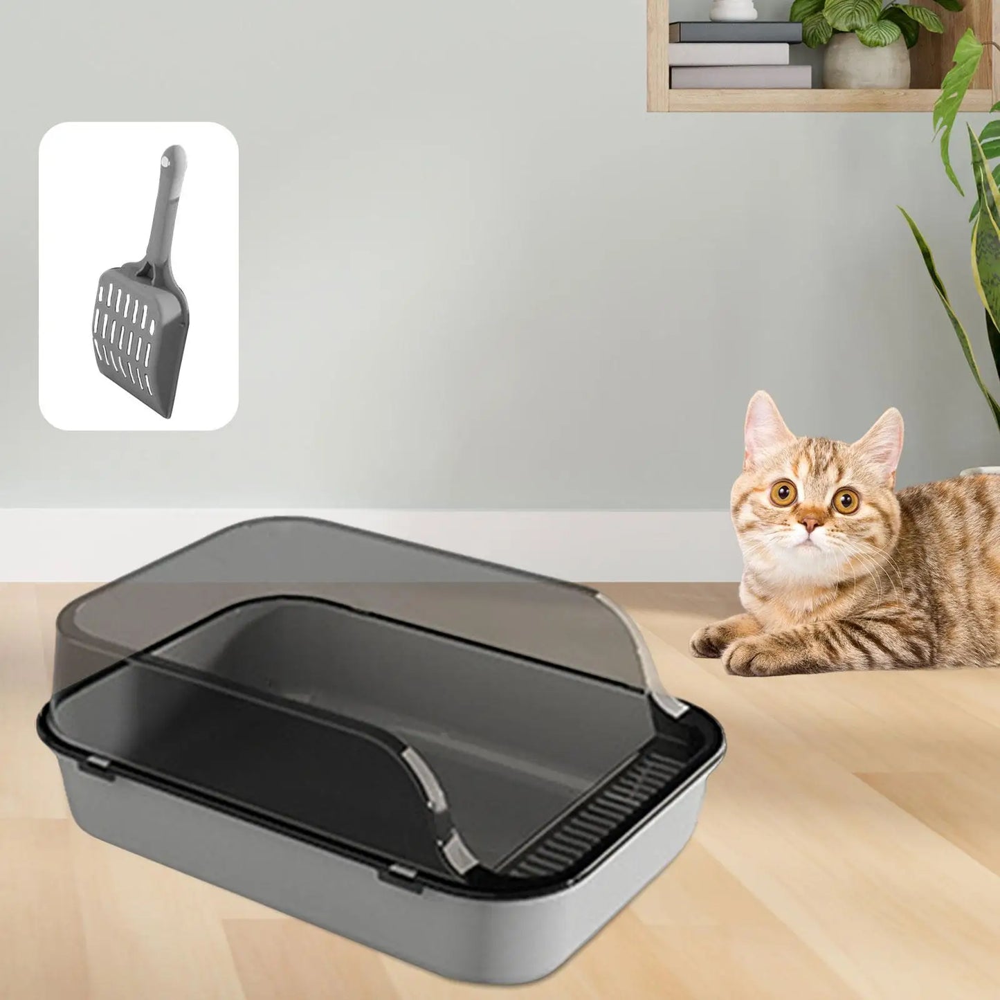 Cat Litter Box Kitten Potty Toilet Cat Sandbox Large Raised Cat Litter with Added Frame  for Small Animal Semi Enclosed Sand Box